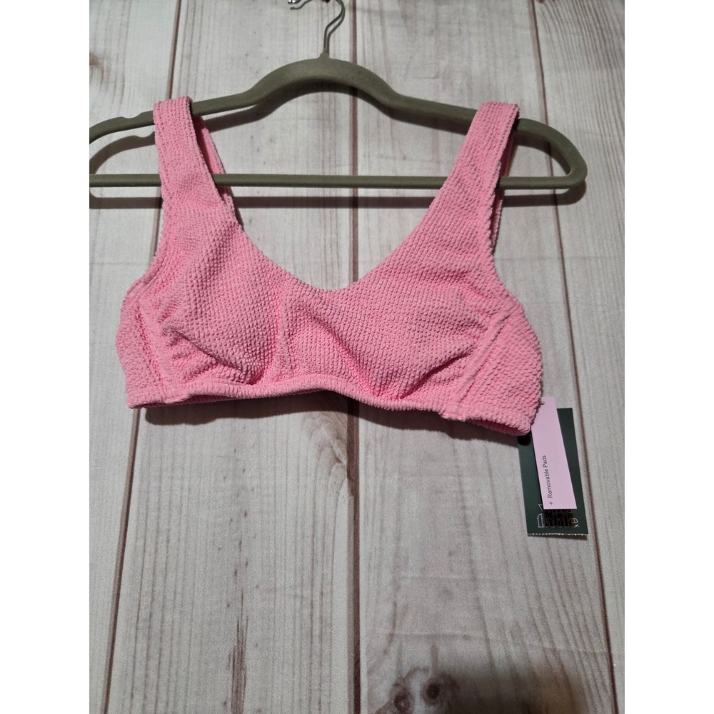 Wild Fable Pink Smocked Scoop Neck Bikini Top XS New With Tags